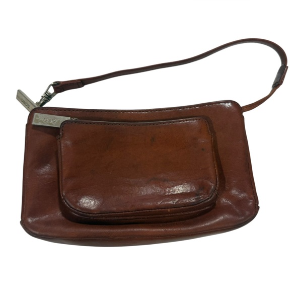 Hobo Mini Bag Chestnut Brown Leather Clutch True Vintage - Picture 1 of 15